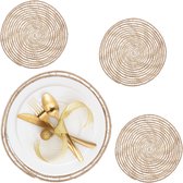 Relaxdays placemat boho - set van 4 - Ø 35 cm - borden onderlegger - tafel onderlegger