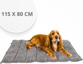 ZoeZo - Honden reismat - Honden deken - Honden mand - Grijs - Fluffy - 115x80cm - Maat L - Waterafstotend - Reisdeken - Oprolbaar - Grote honden