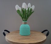 Kunststof vaas, decoratieve vaas, 14,5 cm hoog, Turquoise, modern, Moederdag cadeau, voorjaar, lente