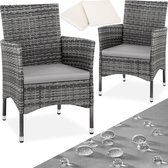 tectake - lot de 2 chaises de jardin en osier avec 4 housses de coussin - différentes couleurs - gris