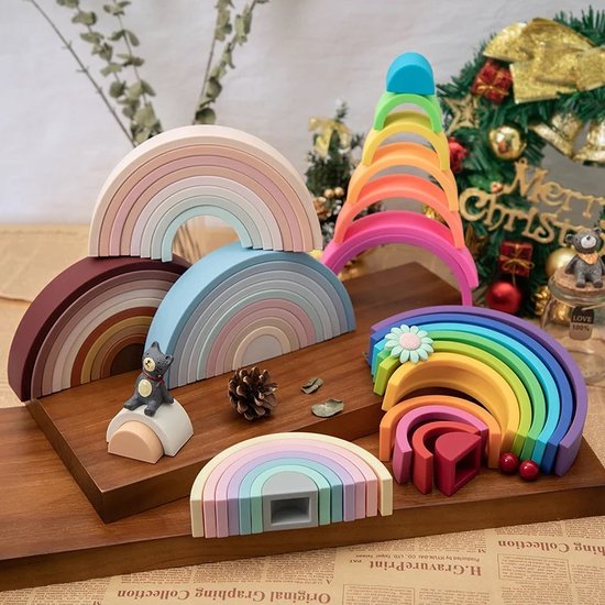 Stapelblokken - Blauw - 10 stukken - Speelgoed - Stapelstenen - Regenboogspeelgoed - Baby - Kinderen - Meisje en jongen van Bleucerise — afbeelding 4