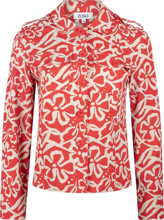 Zoso Blazer Maggy Printed Travel Jacket 241 0019/0007 Red/sand Dames Maat - S