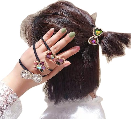 Cheveux à cheveux - Bijoux de cheveux - Épingle à cheveux - Noeud à cheveux - Pince à cheveux - Pince à cheveux - Femme - Multi - Noeud - Décoré - Strass - 3 cm - Uniek - Astuce cadeau