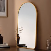 wandspiegel in goudkleurig frame - Boogvormig design - 3x45x80 cm - Spiegel inclusief bevestigingsmateriaal - Op te hangen of neer te zetten