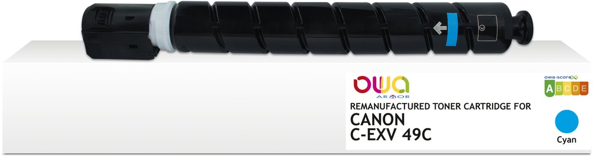 OWA Toner CANON C-EXV 49 C - Refurbished Canon toner met chip - Cyaan - 19.000 pagina's - CEXV49, EXV49, CEXV49C