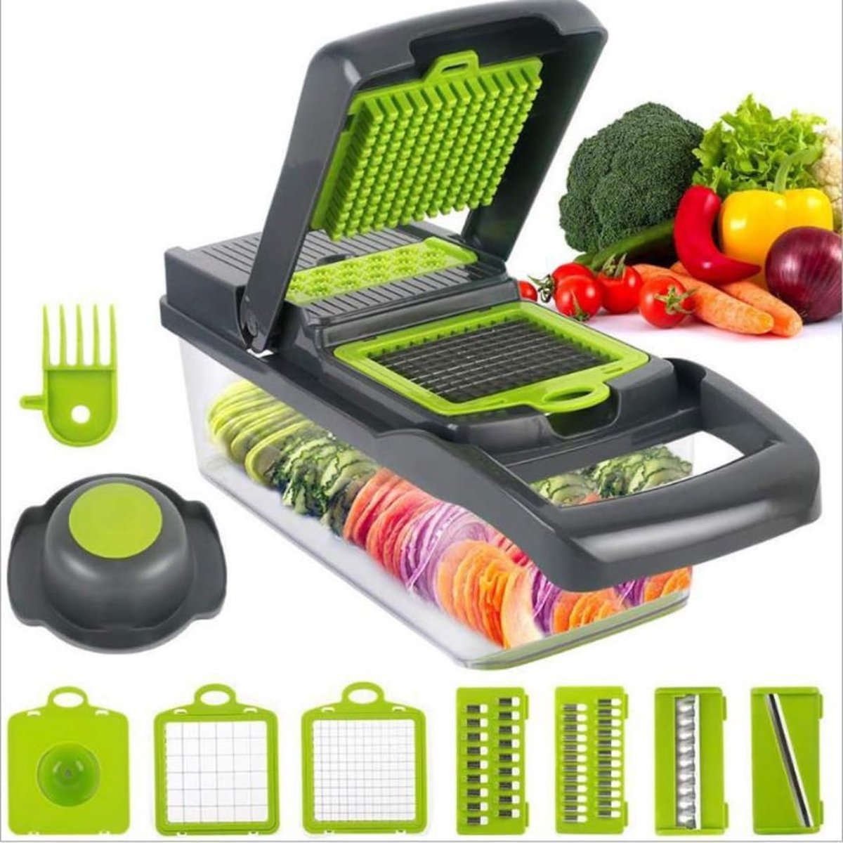 Groentesnijder met verschillende mesjes - Mandoline - Uiensnijder / Vegetable chopper