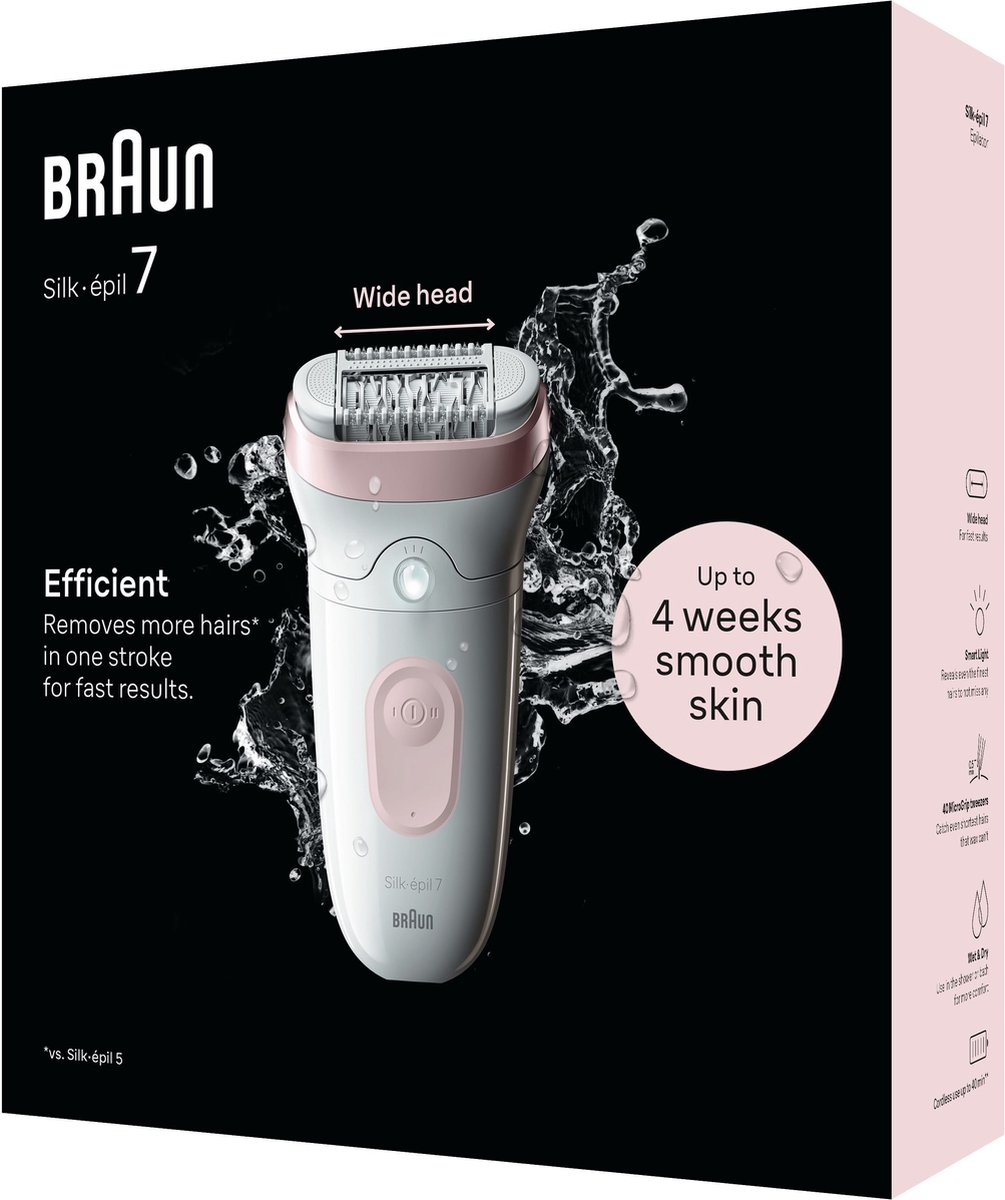 Braun Silk·épil 7 - Epilator voor Eenvoudige Ontharing - Langdurig Gladde Huid - 7-000 - Wit/Flamingo thumbnail 3