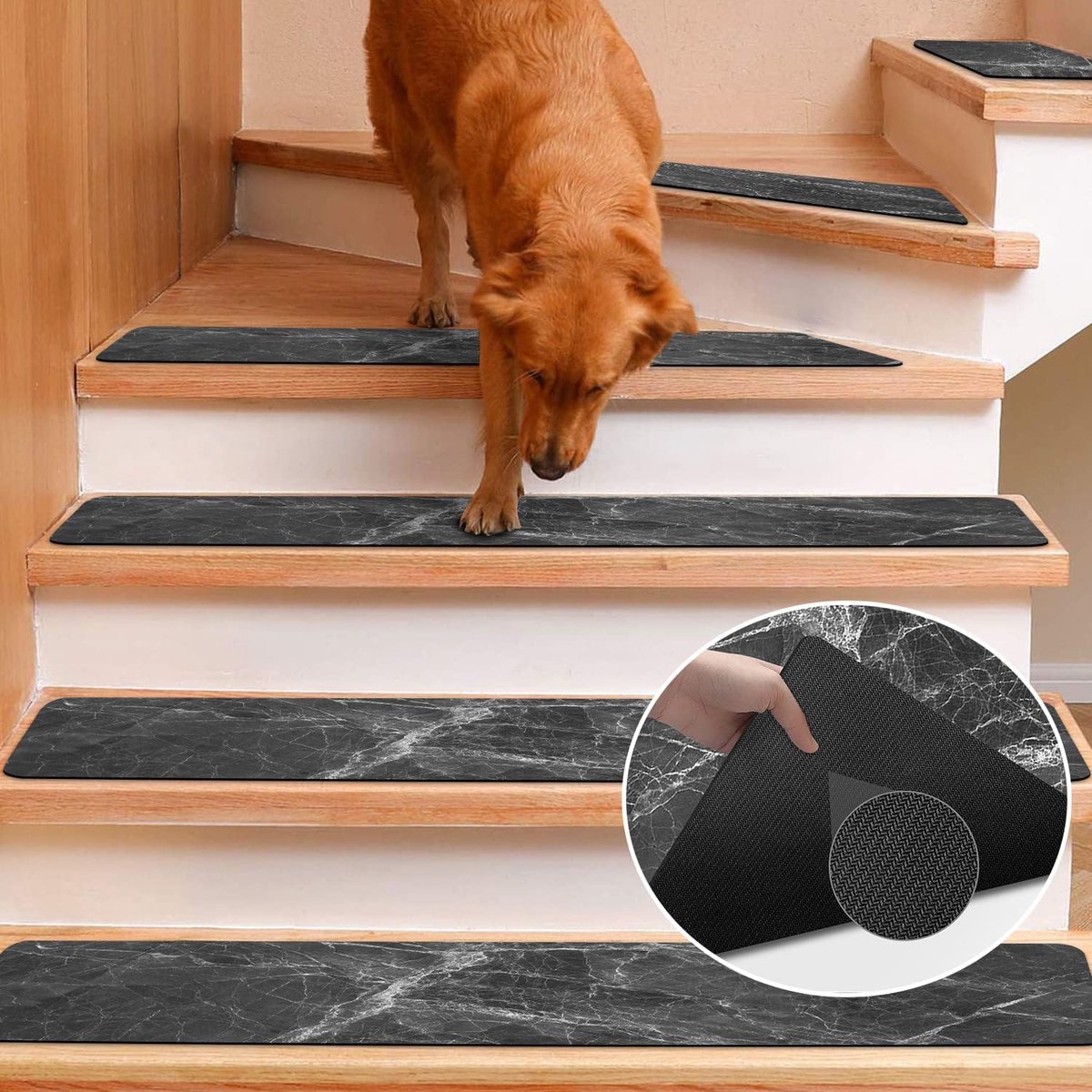 Duscdesp 15 stuks trapmatten, traptapijt, zelfklevend, antislip trapmatten voor binnen, traptapijt voor kinderen, ouderen en huisdieren, 60 x 20 cm (zwart