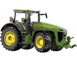 WIKING 077859 John Deere 8R 410 modeltractor, 1:32, metaal/kunststof, vanaf 14 jaar, vele functies, motorkap kan open, beweegbare bovenste en onderste schakel
