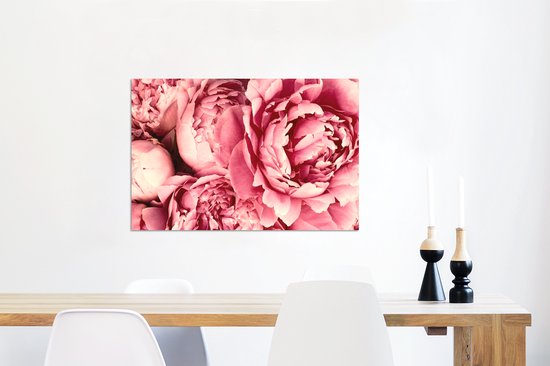 Décoration murale Métal - Aluminium Peinture Industrielle - Roses - Bloem - Rose - 60x40 cm - Dibond - Photo sur aluminium - Décoration murale industrielle - Pour le salon / chambre