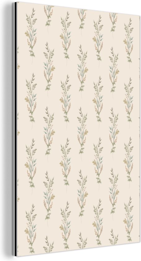 Décoration murale Métal - Peinture Aluminium Industrielle - Feuilles - Vintage - Pastel - 40x60 cm - Dibond - Photo sur aluminium - Décoration murale industrielle - Pour le salon/chambre