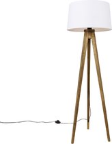 QAZQA tripod_classic - Landelijke Tripod | driepoot vloerlamp | Staande Lamp - 1 lichts - H 136 cm - Wit - Woonkamer | Slaapkamer