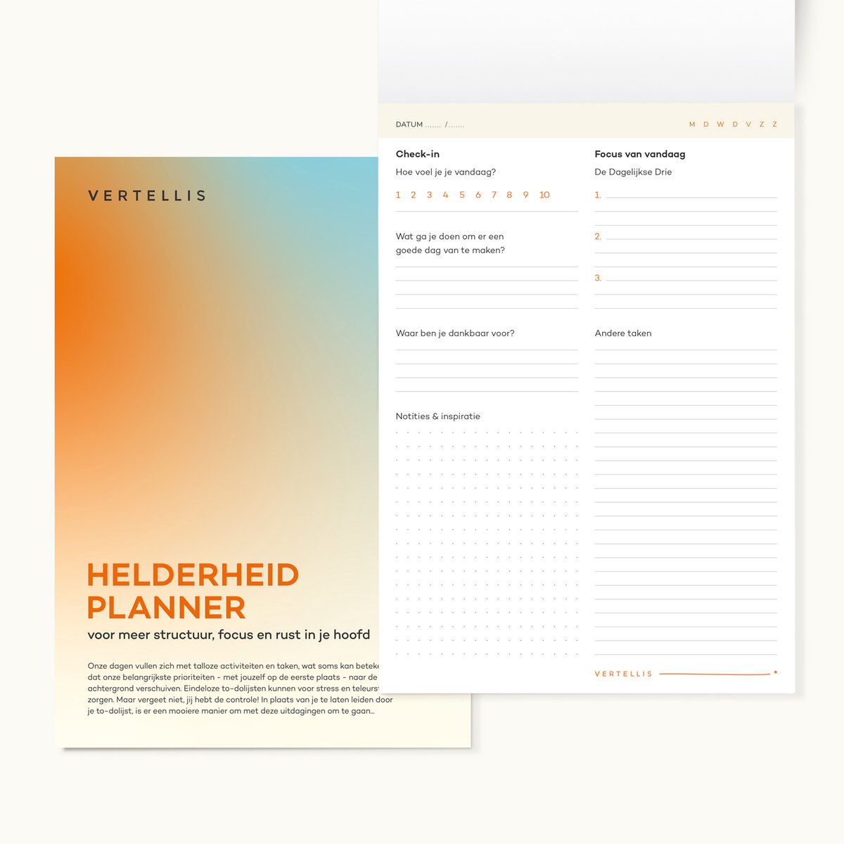 Helderheid Planner | Voor meer structuur, focus en rust in je hoofd | Zet krachtige intenties, oefen dagelijkse dankbaarheid en benoem je topprioriteiten