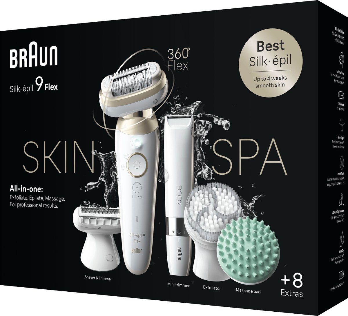 Braun Silk·épil 9 Flex SkinSpa - Epilator met Ladyshave opzetstuk - type 9-481 3D - Wit/Goud thumbnail 2