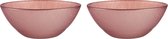 Vivalto Kommetjes/serveer schaaltjes/soepkommen - 2x - Murano - glas - D15 x H6 cm - roze - Stapelbaar