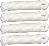 AMIG paracord touw - 4x - 15 meter - D5mm - 110kg - PE/PVC - wit