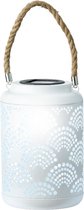 Lanterne de Jardin Lumineo - solaire - blanc - D15 x H23 cm - métal - éclairage extérieur