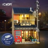 CaDA Master C66010W Japanse theehuis MOC Street View-huisbouwset met verlichting, (1200 stuks) is compatibel met het bekende merk.