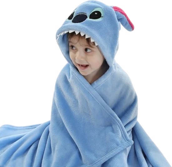 Foto: Boefieboef stitch muis 2 in 1 fleece badcape wikkeldeken voor baby s peuters met dierencapuchon warm zacht comfortabel ideaal als kraamcadeau blauw