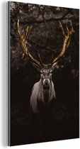 Décoration murale Métal - Peinture Aluminium Industriel - Cerf - Goud - Or - 60x90 cm - Dibond - Photo sur aluminium - Décoration murale industrielle - Pour le salon/chambre