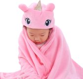BoefieBoef Cape de bain 2 en 1 pour bébé et couverture pour enfant avec capuche en forme d'animal - Tissu en flanelle polaire - Châle pour tout-petit - 0-3 ans - Couverture pour bébé en bas âge - Peignoir pour bébé - Chouette gracieuse rose vert