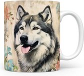 Mok met Alaskan Malamute Beker voor koffie of tas voor thee, cadeau voor dierenliefhebbers, moeder, vader, collega, vriend, vriendin, kantoor