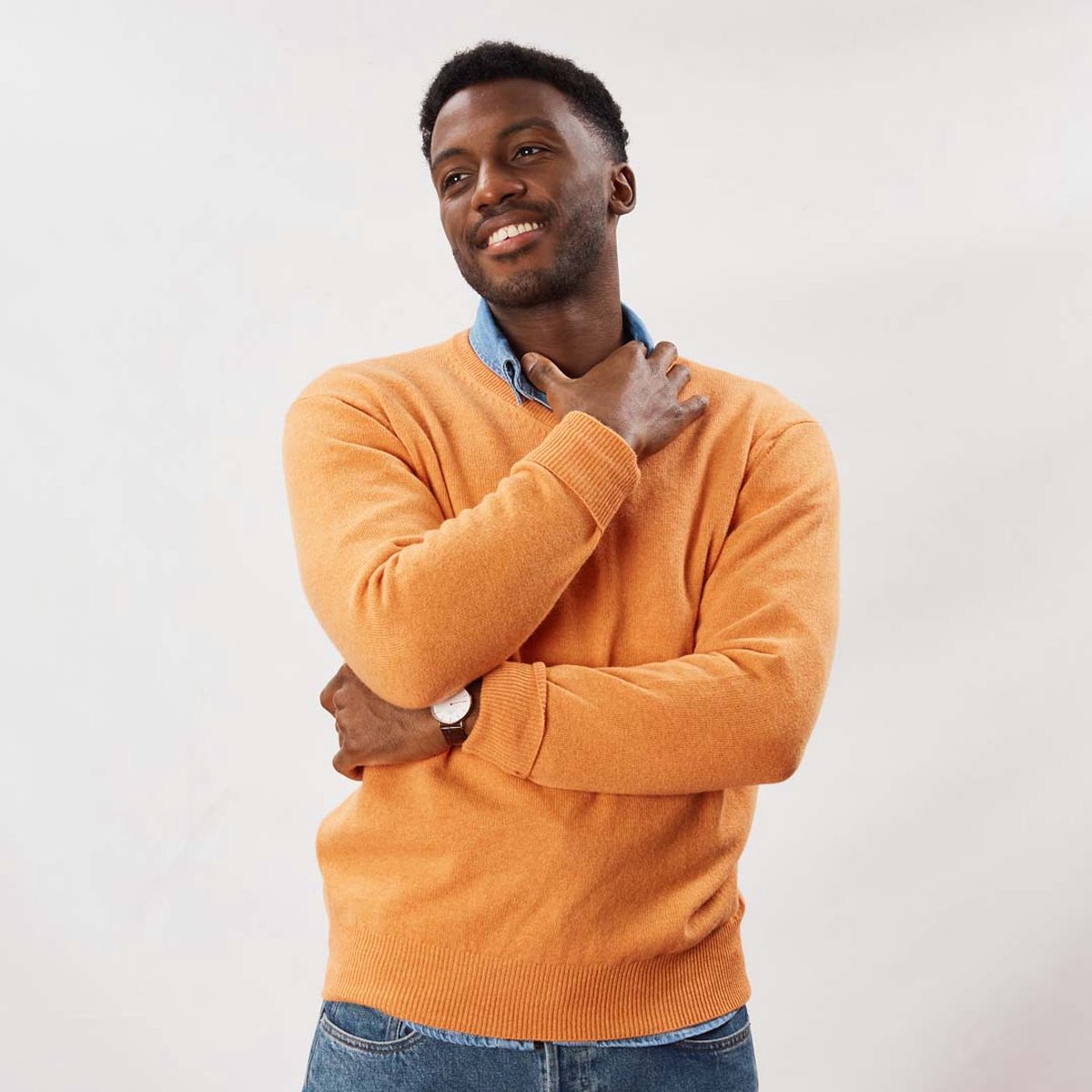 Osborne Knitwear Trui met V hals - Sweater heren in Lamswol - Pullover Heren - Turmeric - 2XL