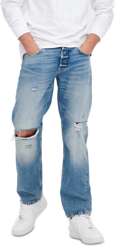 Only & Sons Heren Jeans Broeken ONSEDGE LOOSE 4067 comfort/relaxed Fit Blauw 28W / 34L Volwassenen