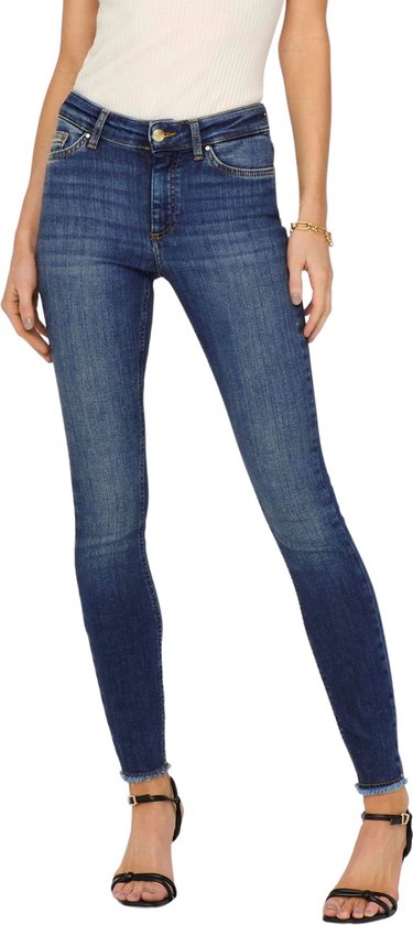 Only Dames Jeans ONLBLUSH MID SK ANK RAW DNM REA194 skinny Blauw