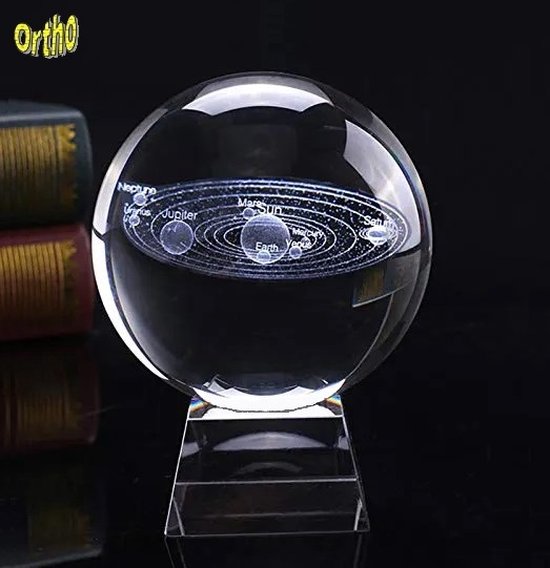 Ortho® - Luxe Zonnestelsel Kristallen bol op Kristallen voet- Wereldbol - Astrologie - Educatieve decoratie - Bureau accessoire - Tafeldecoratie - 3D Miniaturen Zonnestelsel