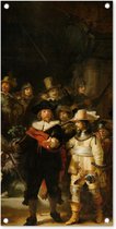 Tuinposter De Nachtwacht - Schilderij van Rembrandt van Rijn - 40x80 cm - Wanddecoratie Buiten - Tuinposter - Tuindoek - Schuttingposter - Tuinschilderij