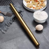 Deegroller 42 cm roestvrijstalen deegroller met gouden titanium coating voor het bakken van pizzadeeg, cake, essentieel keukengerei cadeau-ideeën voor bakkers