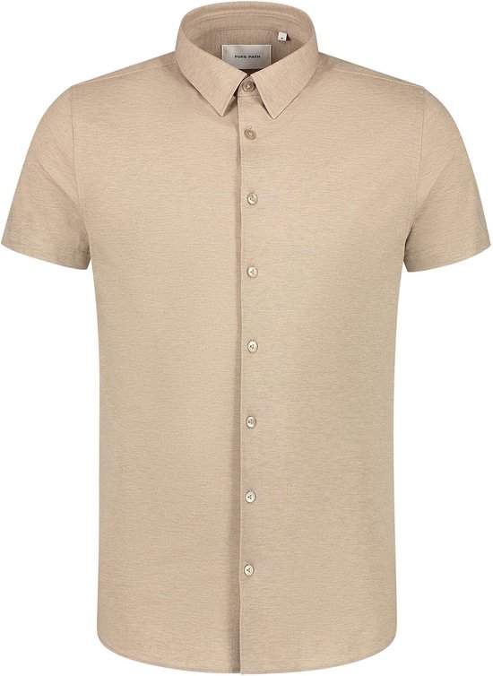 Pure Path Overhemd Pique Shortsleeve Button Up 24010214 46 Sand Mannen Maat - XS