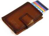 Figuretta Leren RFID Cardprotector Creditcardhouder met muntgeldvak - Bruin