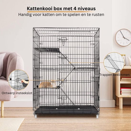 Kattenkooi - Buitenkattenverblijven Kittenbox voor Binnenkatten, Kittenbox Indoor Afneembare Metalen Draadkennels Diy Kattenbox Ideaal voor 1-4 Katten (Size : 147 * 75 * 147cm