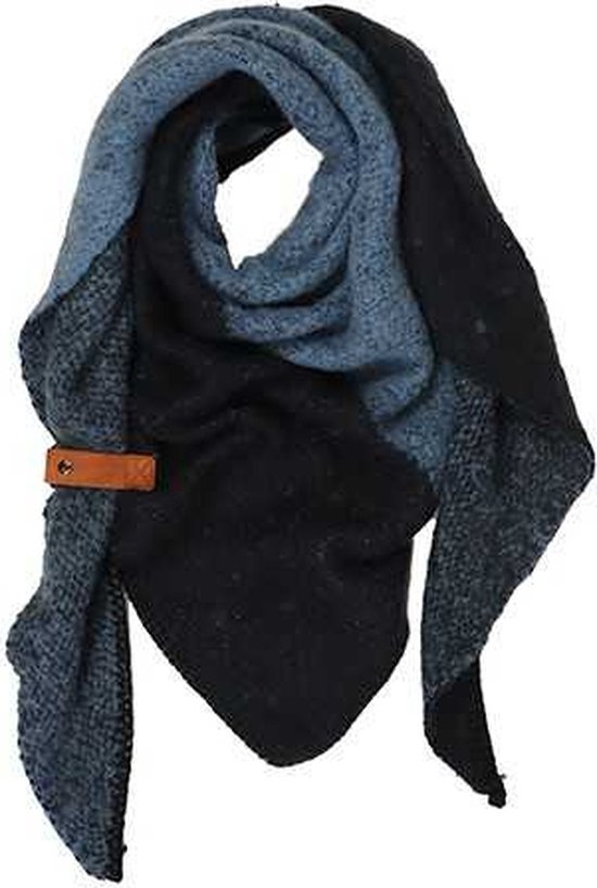 Dames Schouder Sjaal Gestreept, Crème-Blauw Dames Schouder Sjaal Gestreept, Crème-Blauw