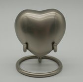 Mini urn - Zilver - Hart - Roestvrijstaal - Inclusief matte standaard en bewaardoos - Buiten & Binnen gebruik - Graveerbaar
