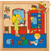Educo Kinderpuzzel Hygiëne - Aankleden - Houten speelgoed - Houten puzzel - Educatief speelgoed - Kinderspeelgoed - 16 stukjes - 34x34cm