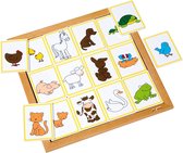 Educo Sorteerlotto - Dieren en hun kinderen - Houten speelgoed - Houten puzzel - Educatief speelgoed - Kinderspeelgoed - 34x34cm - 9 stukjes