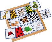 Educo Sorteerlotto - Dieren en hun vacht - Houten speelgoed - Houten puzzel - Educatief speelgoed - Kinderspeelgoed - 34x34cm - 9 stukjes
