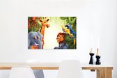 Wanddecoratie Metaal - Aluminium Schilderij Industrieel - Jungle - Jongens - Meiden - Baby - Olifant - Leeuw - Giraf - 90x60 cm - Dibond - Foto op aluminium - Industriële muurdecoratie - Voor de woonkamer/slaapkamer