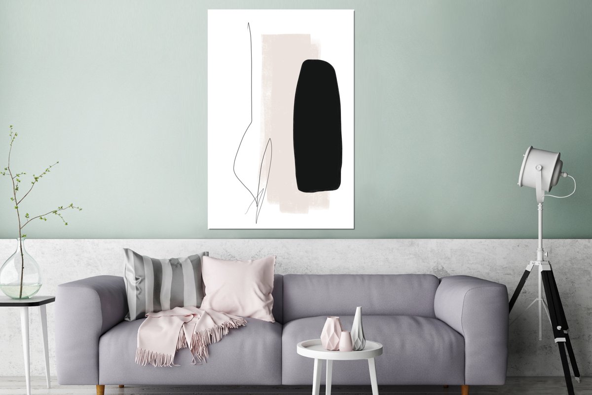 Wanddecoratie Metaal - Aluminium Schilderij Industrieel - Verf - Line art - Abstract - 80x120 cm - Dibond - Foto op aluminium - Industriële muurdecoratie - Voor de woonkamer/slaapkamer