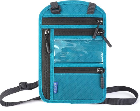 Fintie Schoudertas, paspoorttas, RFID-blokkering, schoudertas van hoogwaardig kunstleer voor heren, dames, kinderen, jongens en meisjes, Niet aanraken, 15 * 11 * 1 cm, Wallet Case