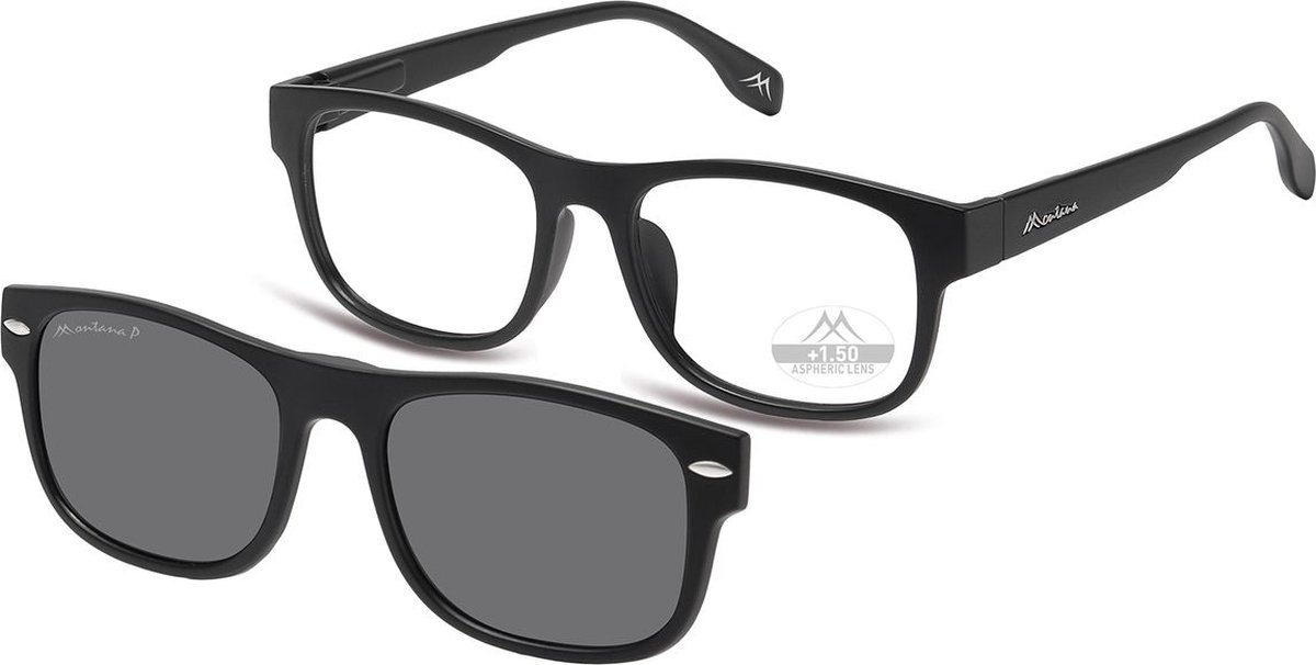 Montana Leesbril MRC1 +2:50 ZWART inclusief Clip-on zonnebril