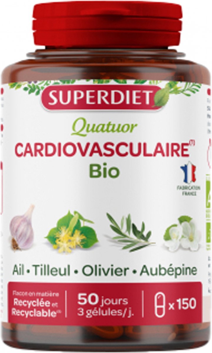 Goedkoopste Superdiet Quatuor Knoflook Cardiovasculair Organisch 150 Capsules