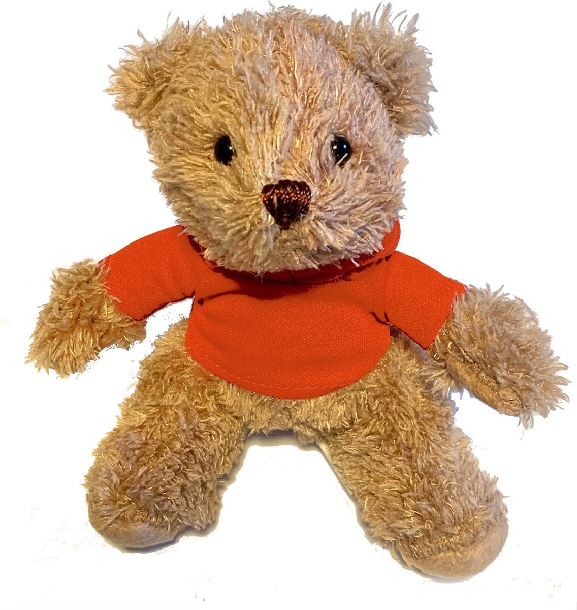 Teddy Knuffelbeertje met Sweatshirt - 15cm - Geluksbeertje - Voetbalbeertje - Oranje