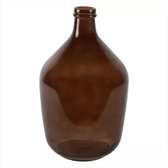 Luxe fles vaas - bruin transparant - 36 x 25 cm - dik kwaliteits glas