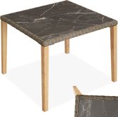tectake® - Wicker tafel met stenen blad Tarent - 93,5x93,5x75cm - natuurkleur - 404803 - poly-rattan