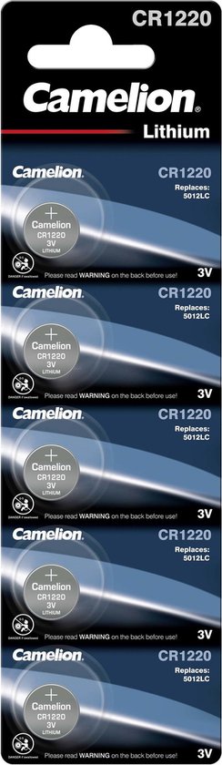 Camelion CR1220-BP5, Batterie à usage unique, CR1220, Lithium, 3 V, 5 pièce(s), 38 mAh