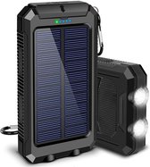 Homèle Solar Powerbank 20 000mAh - Chargeur Solar - iPhone & Samsung - Energie Solaire - 2x USB - Micro USB - Chargeur Sans Fil - Zwart